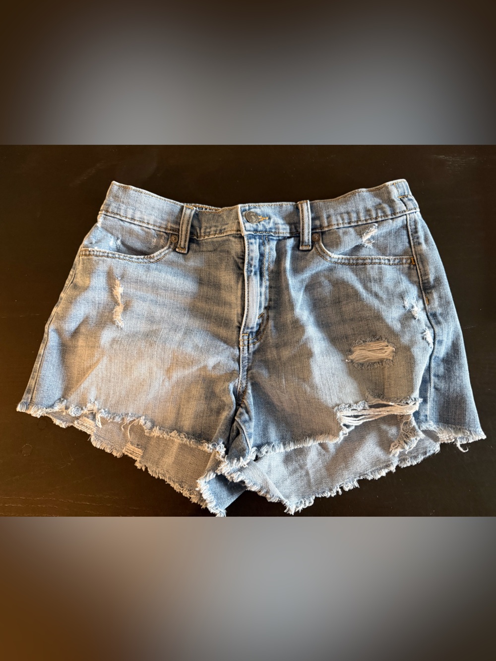 aerie Light Blue Distressed Denim Cutoff Shorts Size Medium